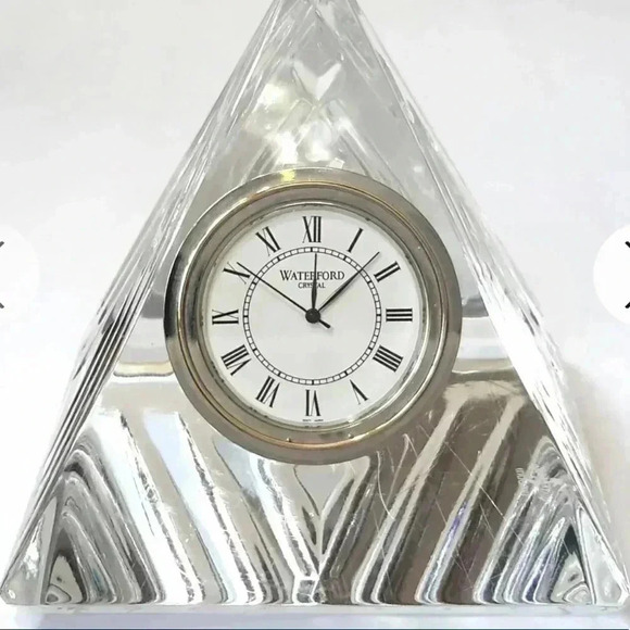 Waterford Crystal Pyramid Clock Desk Clock Mantle Clock Piece - Picture 1 of 10